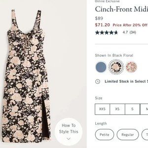NEW Abercrombie Cinch front midi dress